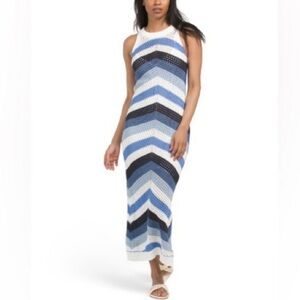 Young Fabulous & Broke | Dresses | Young Fabulous Brokeyfb Blue White Chevron Crochet Maxi Dress S Nwot